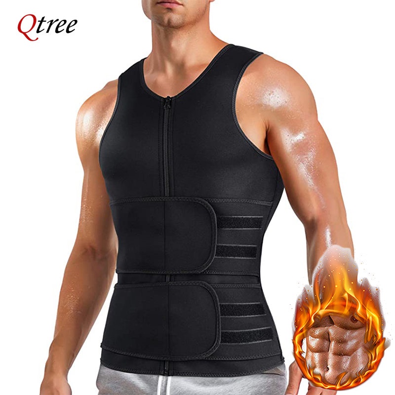 Qtree Men Slimming Sauna Sweat Compression Vest Body Shaper Fat Burn