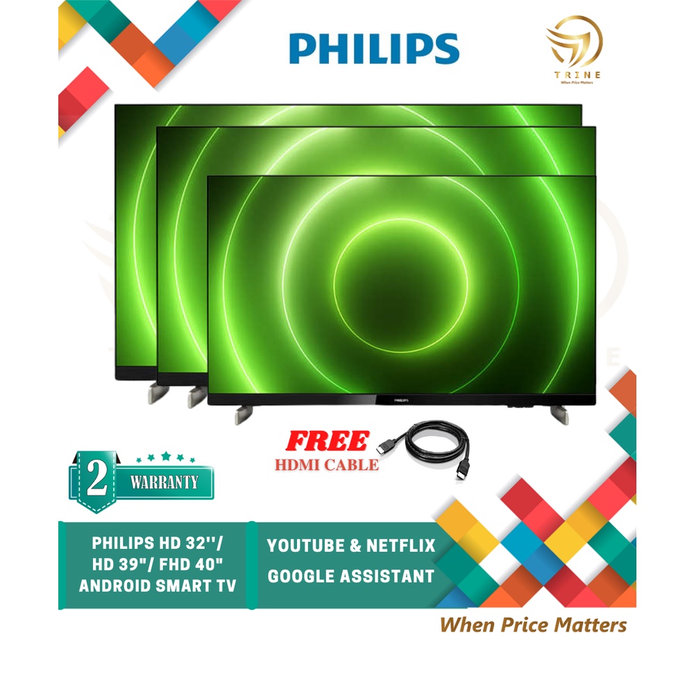 *FREE HDMI CABLE* Philips LED Android TV Smart TV (32"/39"/40") 39PHT6916/68 / HITEC 32" LED Smart TV CHIQ SMART LED TV