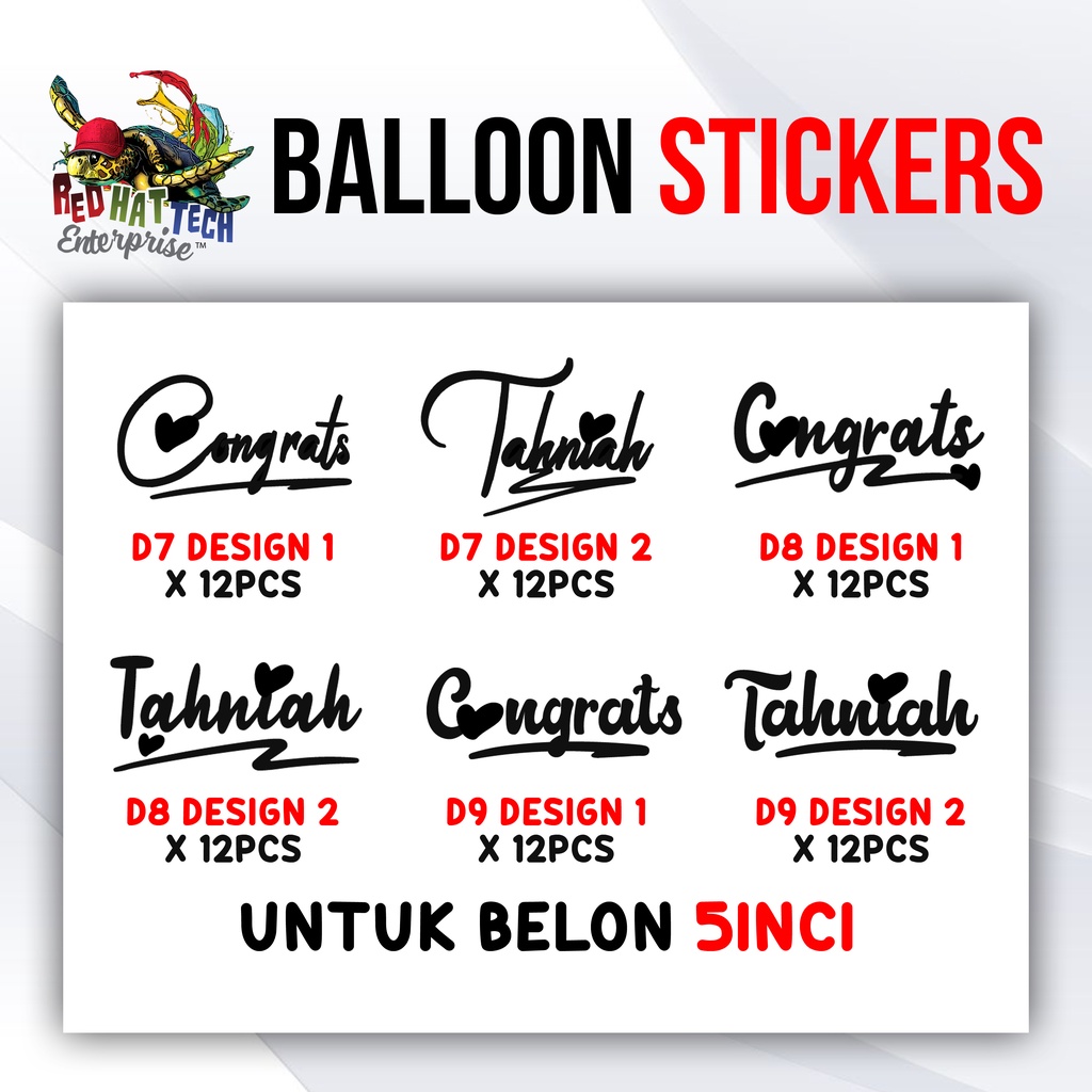 BELON 5inci D2 CONGRATS & TAHNIAH / Surprise / Party / STICKER