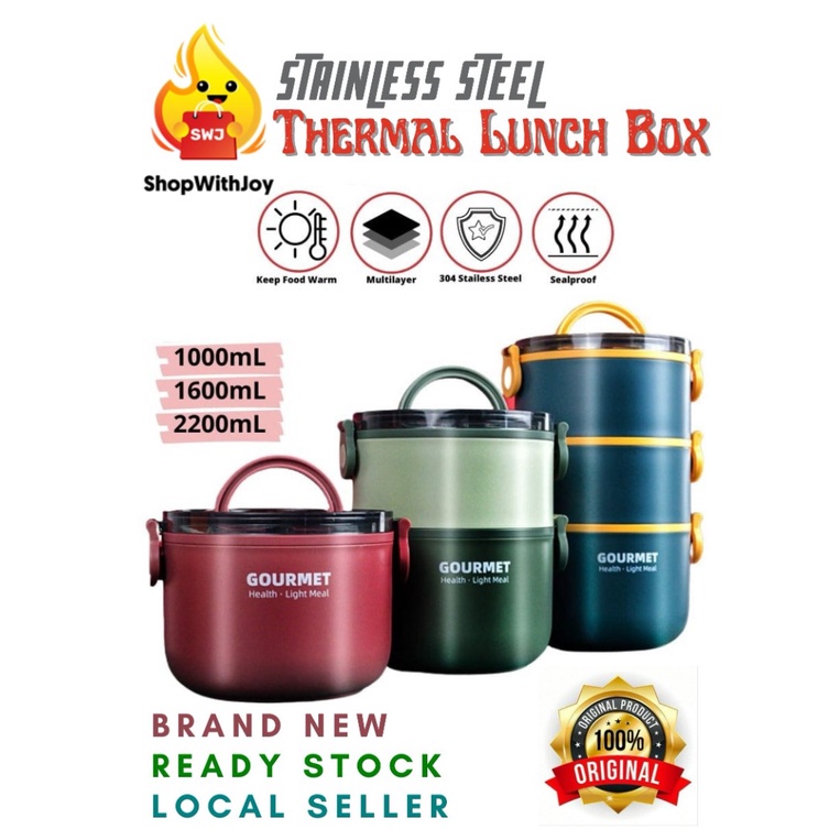 【ShopWithJoy】Thermal Lunch Box Stainless Steel Lunch Box Bekas Makanan Food Container Food Warmer Food Storage