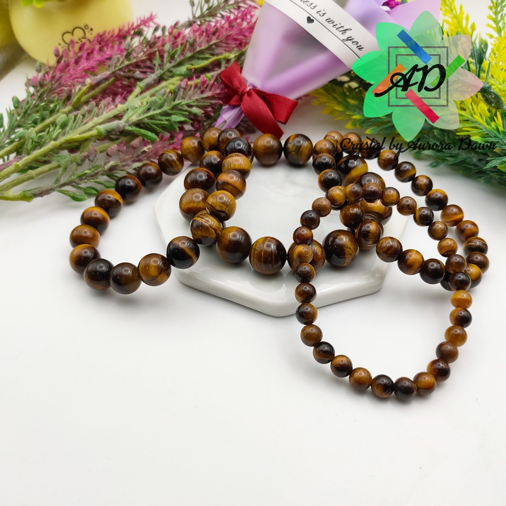 AD035 Yellow Tiger Eye 黄虎眼 Natural Healing Crystal Bracelet 天然疗愈水晶手链