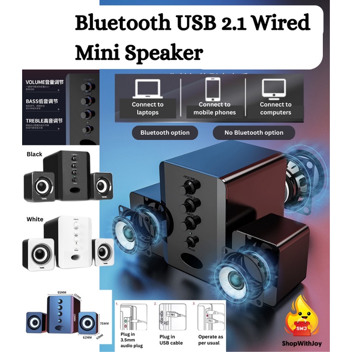 【ShopWithJoy】 Bluetooth USB 2.1 Wired Combination Mini Speaker Bass Music Cellphone Tablet Desktop Pembesar Suara