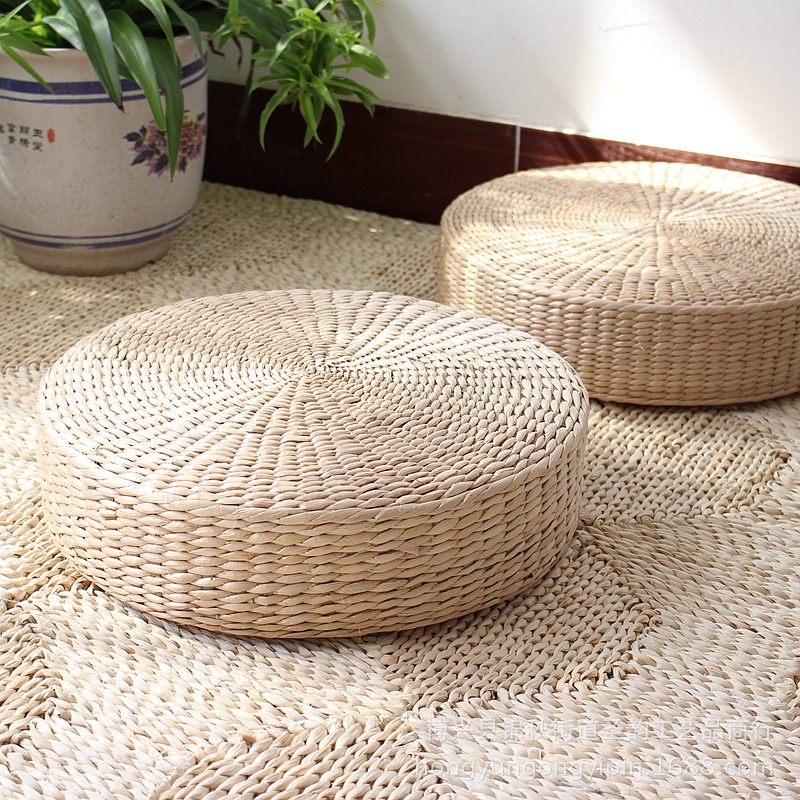 [Ship in 12h] 12'' Straw Floor Seat Cushion,Hand Woven Tatami Meditation Pillow Seating-S