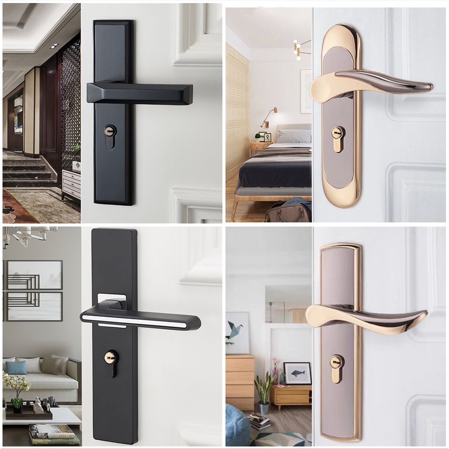 Modern Door Lock Bedroom Door Handle Lock Interior AntiTheft Aluminum