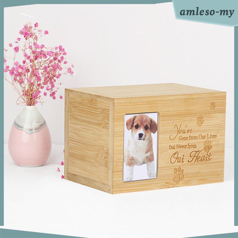 [AmlesoMY] Pet Cremation Urn Urns for Dog Memorial Keepsake Cinerary Casket Funeral Box Wooden Photo Ash Dogs Memory Cats Casket Gifts Or Frame