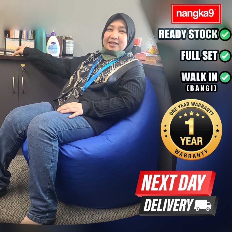 XTRA KING SIZE Bean Bag Double Layer Washable 3.5kg Full Set Ready Stock Include Filling