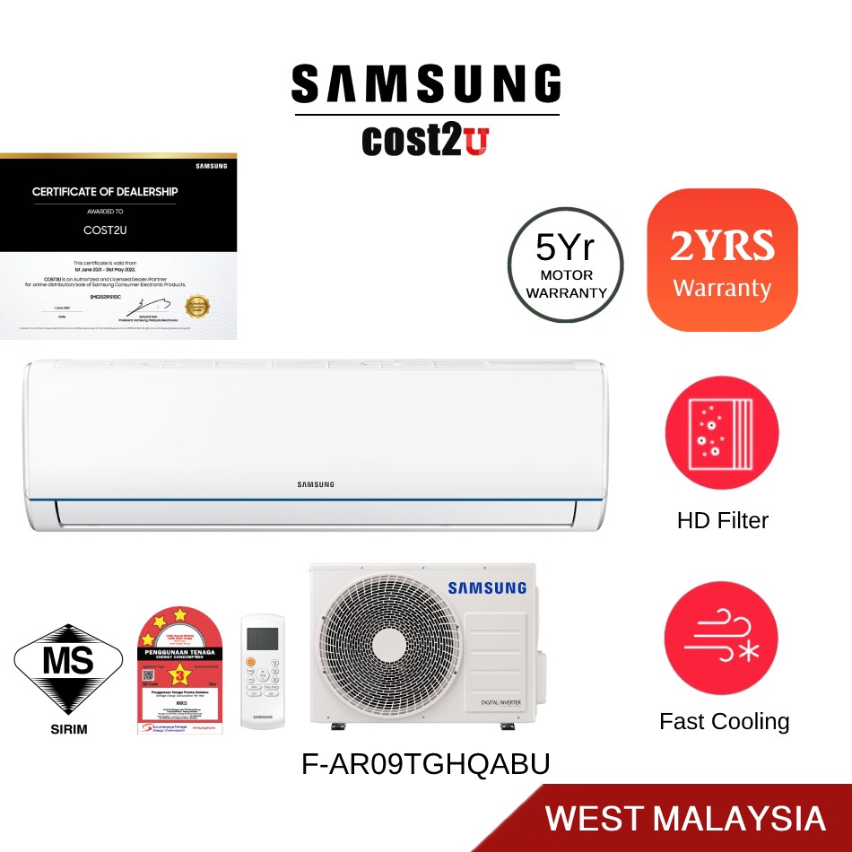 [2 Years Warranty] Samsung S-Essential R32 Air Conditioner 1.0HP/1.5HP | AR09BGHQABUNME AirCond Air Cond Murah 冷氣機 HSU