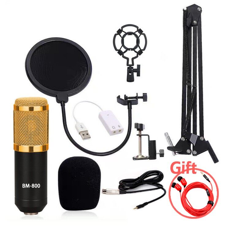 FREE GIFT  BM800 V8 Sound Card With Adjustable Microphone Condensor Recording Mic Kit Live Broadcast Equipment Full