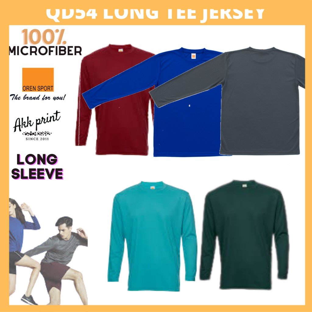 QD54 LONG SLEEVE OREN SPORT T SHIRT QUICKDRY MICROFIBER JERSEY Maroon