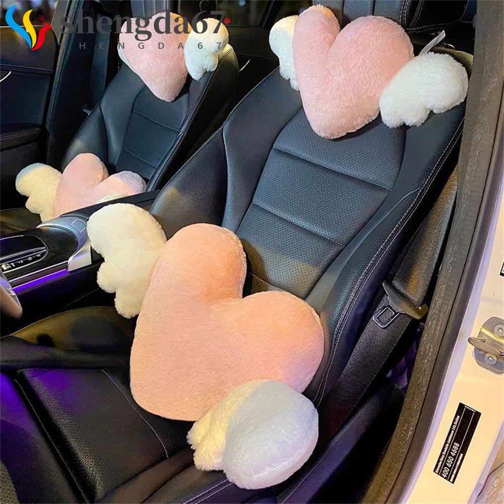 SHENGDA Car Headrest Car Accessories Heart-Shaped Plush Love Lumbar Support Plush Toys Car Cushion Seat Back Pillow