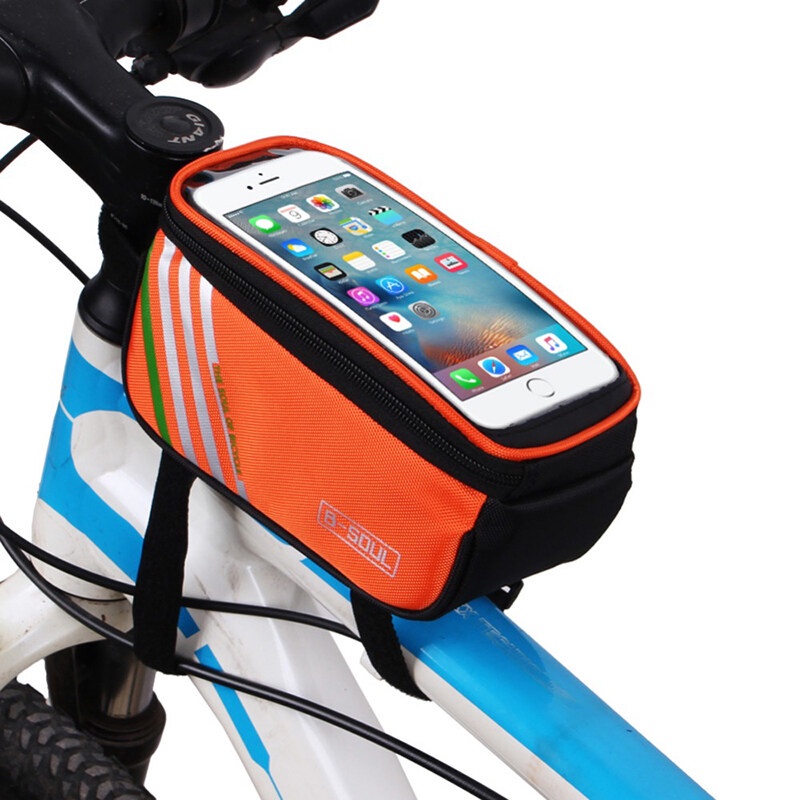 [LOCAL SELLER] EXTRA GIFT WATERPROOF BICYCLE BAG NYLON BIKE CYLING CELL MOBILE PHONE BAG CASE BICYCLE PANNIERS FRAME FRO