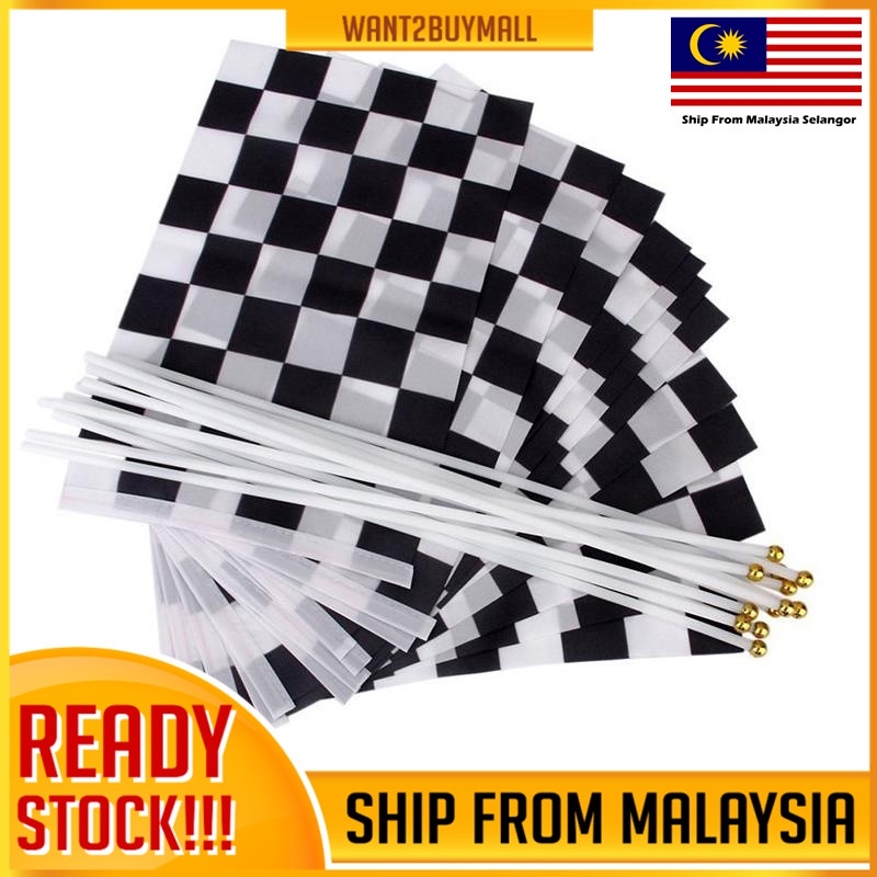 1pcs 14x21cm F1 Formula Black And White Square Hand Flag Racer Waving Racing Flags Sports Car Flag Banner Decoration