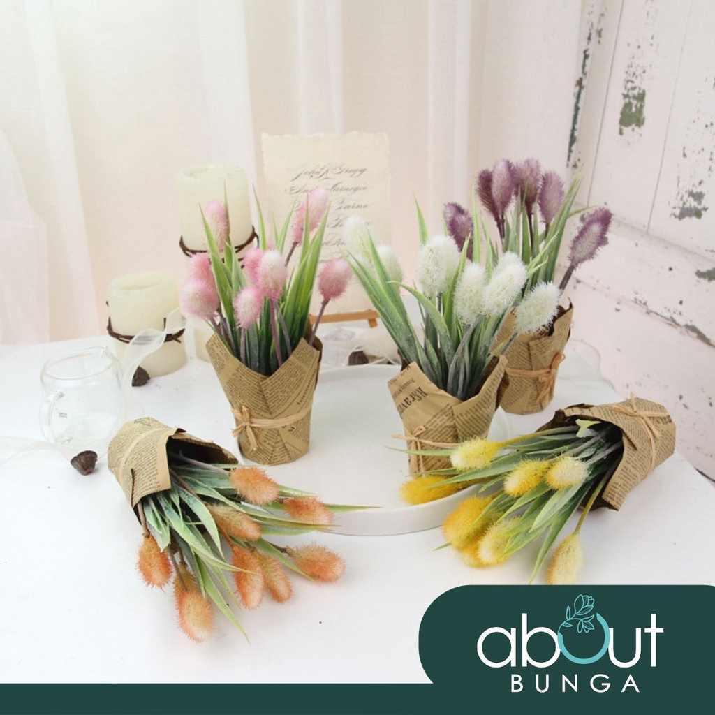 Reed Grass Artificial Flower with Pot Pampas Grass Dried Flower Bunga