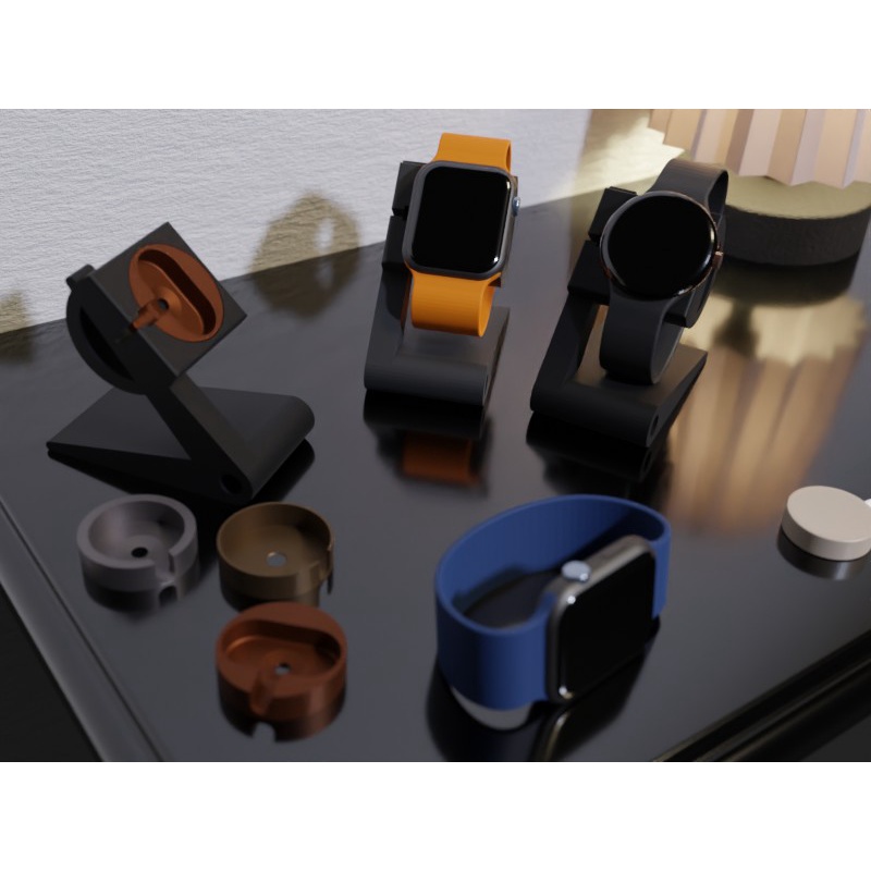 [3d print] Universal Smartwatch Dock Apple Google Samsung Amazfit Docks Stands Accessories Cable