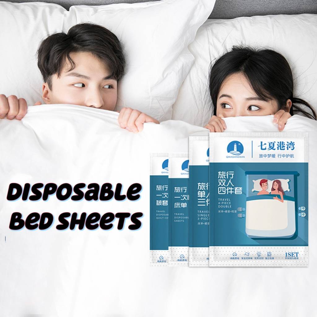 4in1 Soft Comfortable Disposable Hotel Bed Sheets Set Disposable Travel