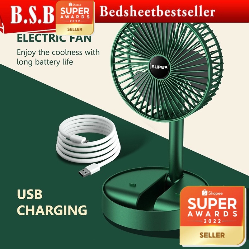 B.S.B2022NEW Adjustable Mini Fan Kipas Small Cooling Handy Desk Home Office Table Battery USB Rechargeable Portable