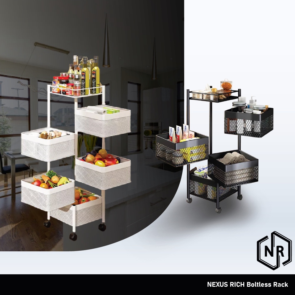 NEXUS Stainless Steel Rak Dapur Kitchen Rotating Rack Vegetable Spice ...