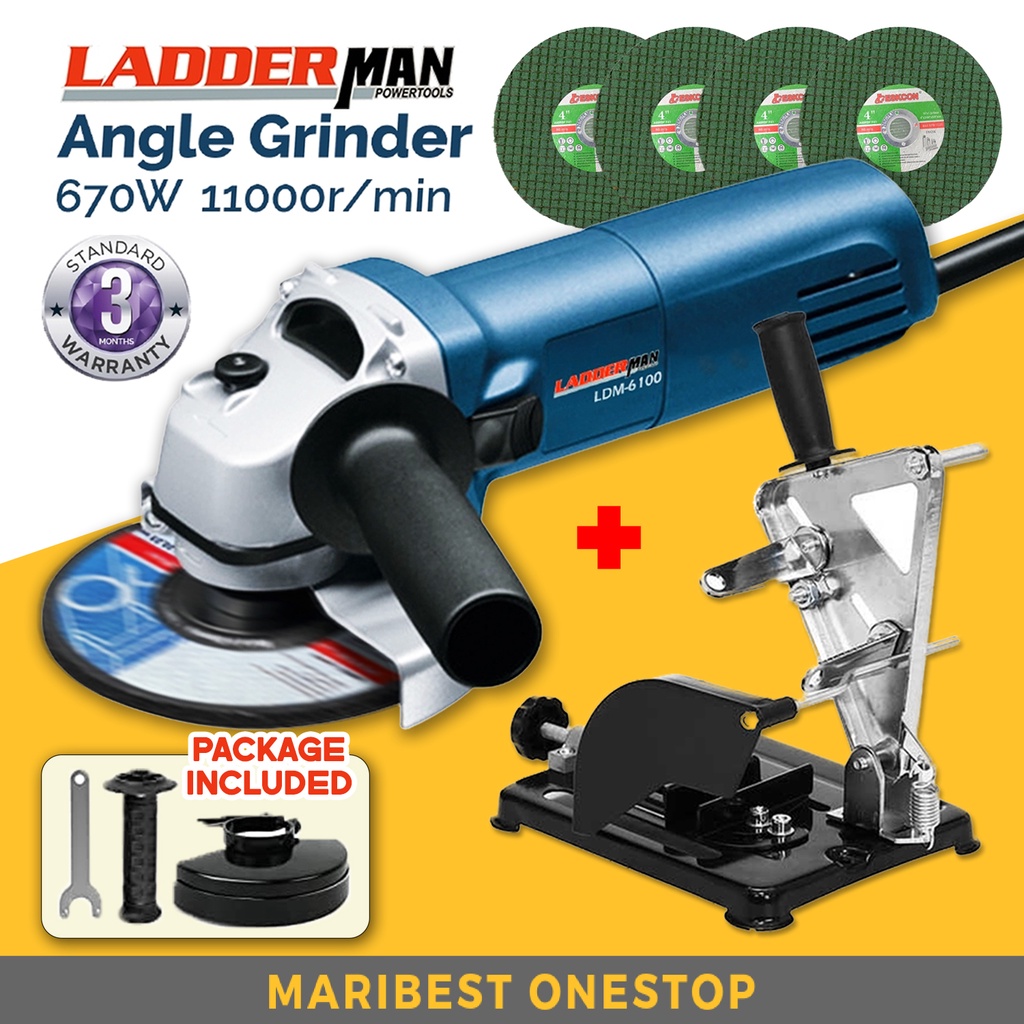 Ladderman LDM6100 670W Angle Grinder Potong Besi with Angle Grinder