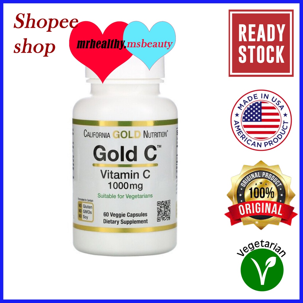 California Gold Nutrition Gold C Vitamin C, 1000mg, 60 Veggie Capsules ...