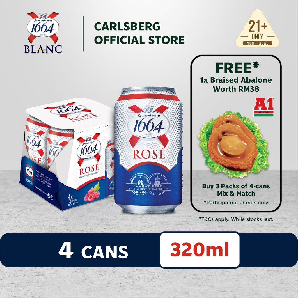 1664 Rosé Beer Can Premium Wheat Beer 4.5% Alcohol (320ml x 4) | Shopee ...