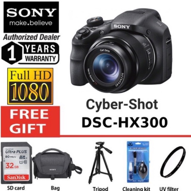 Sony Cybershot DSCHX300 camera 50x zoom Zeiss lens original free 32gb