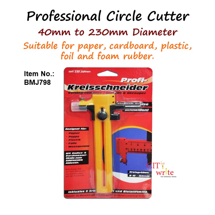 Art BMJ798 Rotary Circle Cutter with Blades Round Compass Cutter mm and