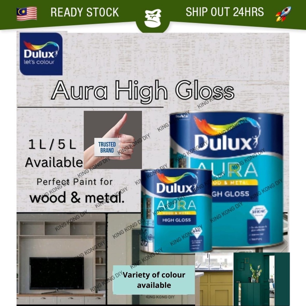 L Ici Dulux Aura High Gloss Finish Interior Exterior Paint Wood Metal Cat Kayu Besi Luar Dalam