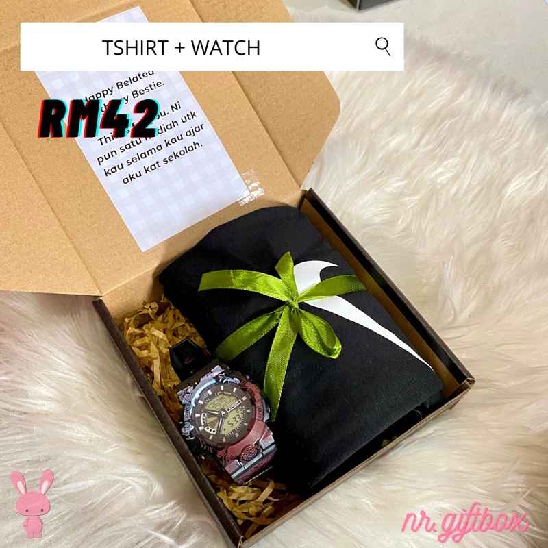 TSHIRT + WATCH - PREORDER ❗️gift box surprise box for him / her tshirt nike adidas vans men women birthday gift | Shopee Malaysia