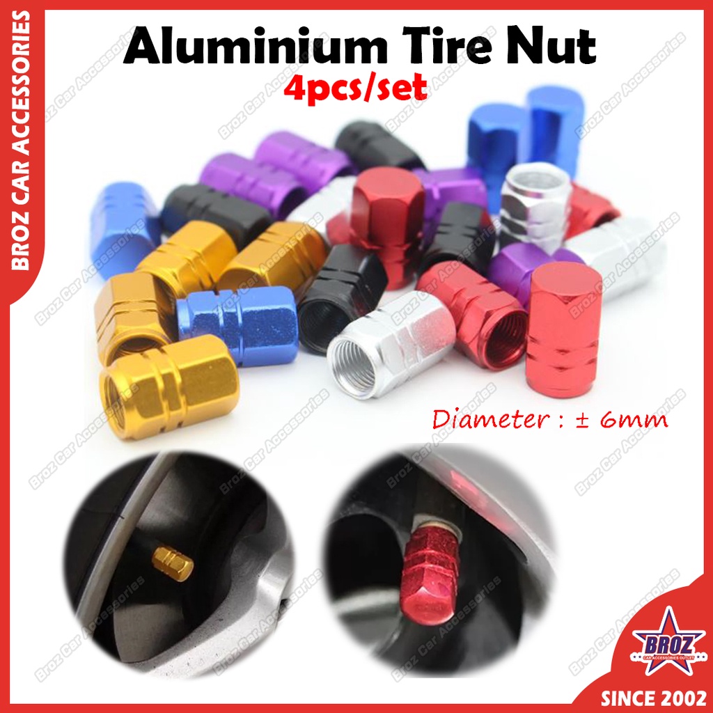 4pcs Car Aluminium Alloy Bicycle Motor Tyre Tire Nut Cap Wheel Nut Valve Cover Core Universal
