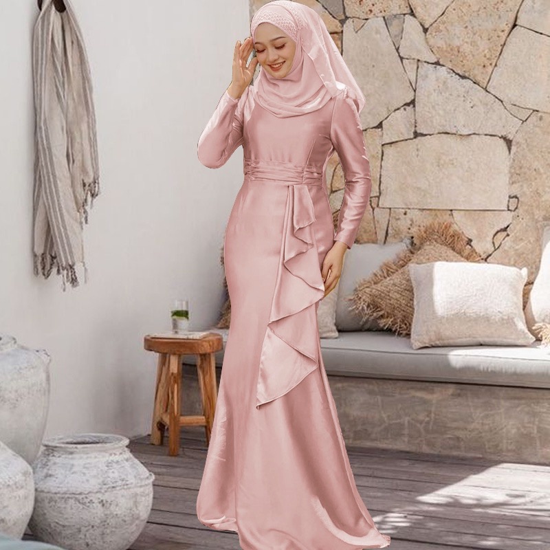 Aleesa Dress SIZE S, M, L, XL, XXL Dubai Abaya Turkey Muslim Fashion Dress Satin Abayas Female Caftan Dresses Islamic