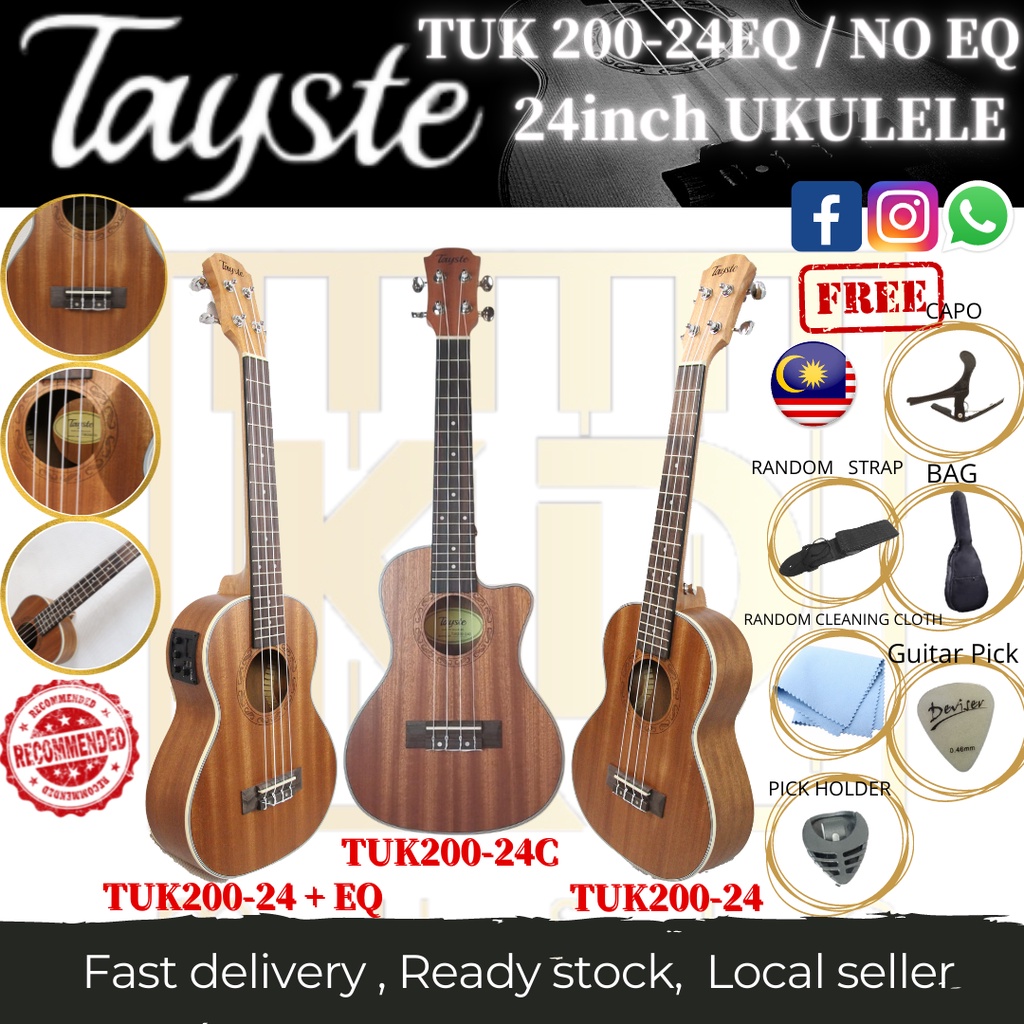 ☆CONCERT UKULELE☆ TAYSTE TUK 200-24 + EQ & NO EQ + FREE BAG + FREE PICK + FREE CAPO + FREE PICK HOLDER