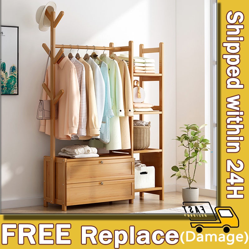 Clothes Rack Wooden Clothes Rack Stand Simple Wardrobe Clothes
