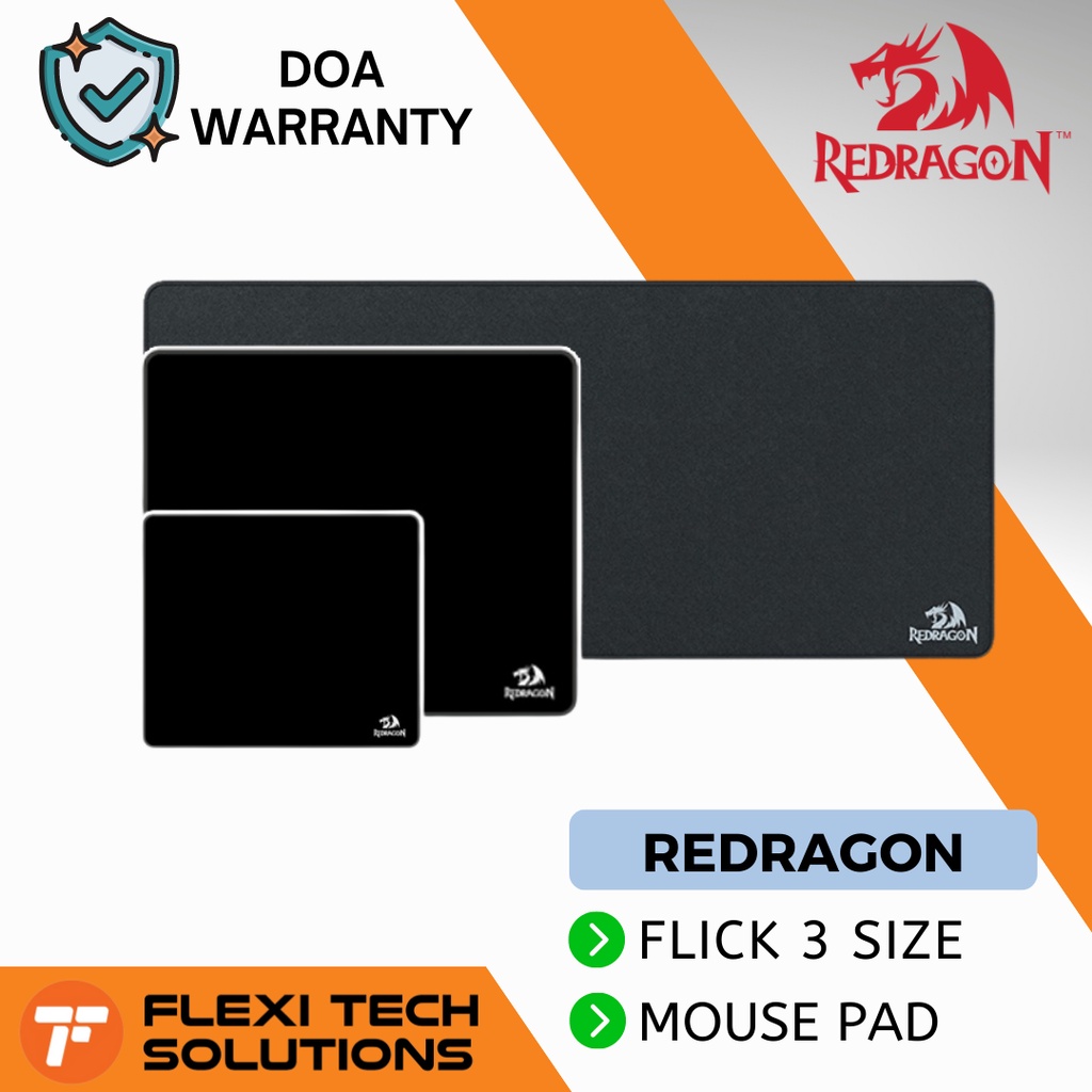 Flexi Tech REDRAGON P030 P031 P032 Flick M L XL Black Gaming Mousepad