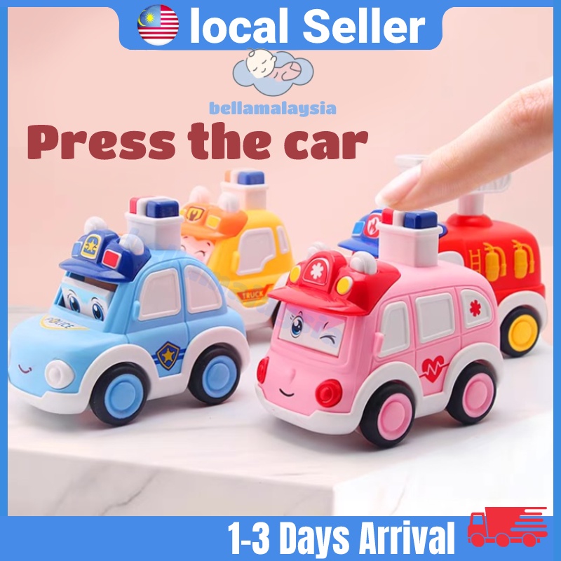 Bella Children's Fun Pressing Car Expression Cute Rescue Alliance Team Police Car Baby Cartoon Inertial Car Early Toys