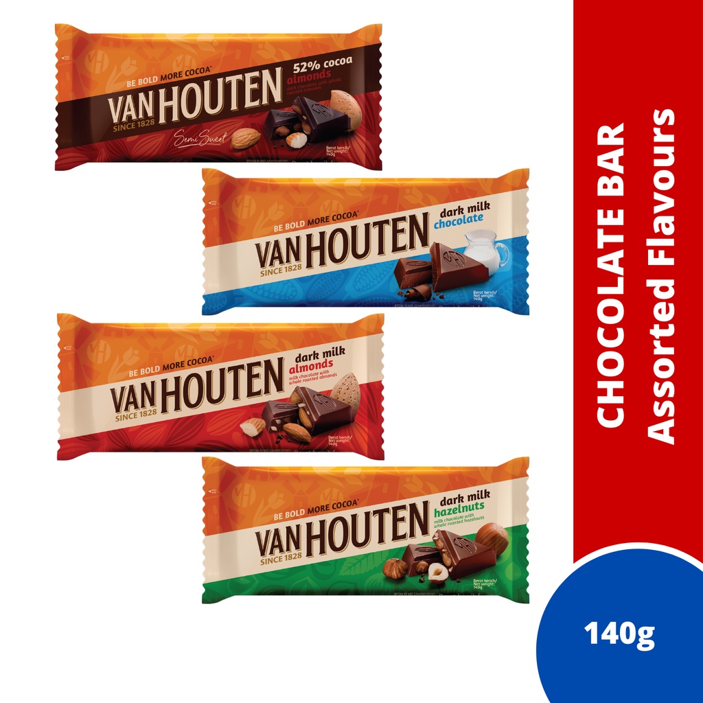 Van Houten Dark Milk Chocolate Bar Assorted Flavours (140g) Shopee