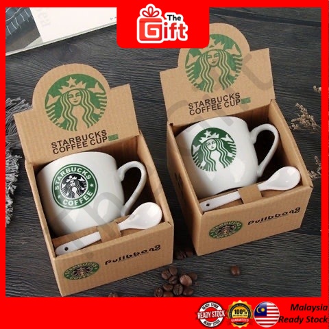 The Gift Starbucks Coffee Cup Coffee Mug Cawan Kopi Starbucks Ceramic Cup with spoon