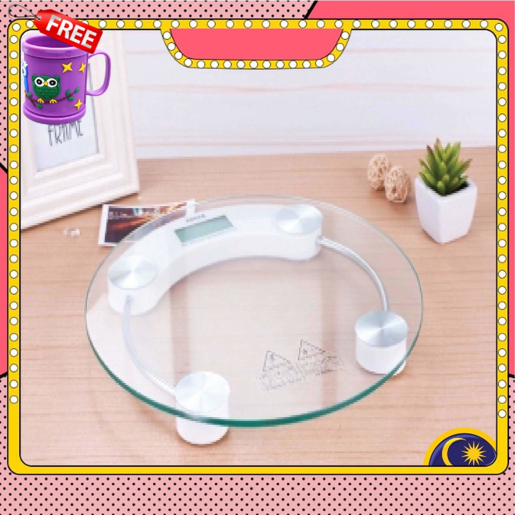 FREE GIFT 26CM Round Transparent Tempered Glass/Digital Body Scale High Accuracy Weight Scale {SELLER}