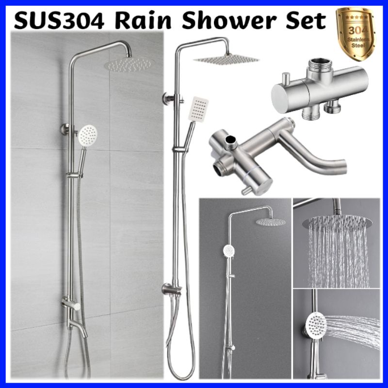 Stainless Steel Rain Shower Set Rainfall Shower Set Water Heater Shower Set Shopee Malaysia