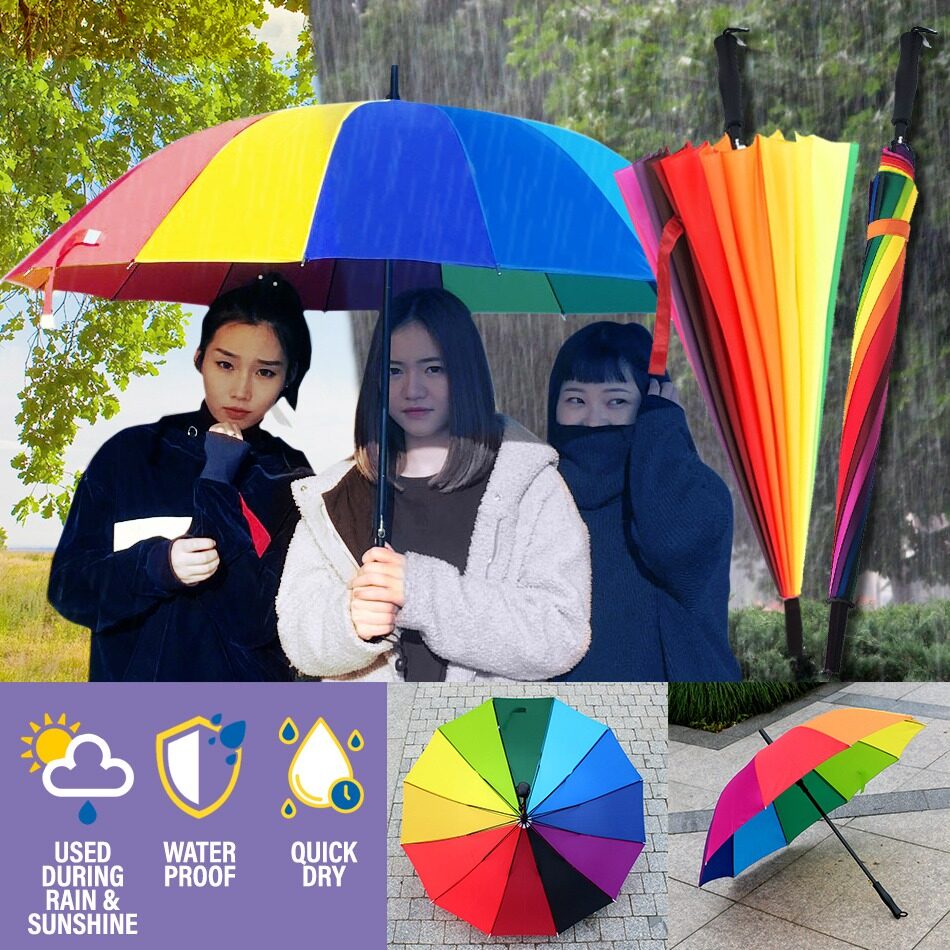FREE GIFT [YNY MALL] [ 75CM ] Rainbow Umbrella / Payung Hujan Pelangi / 75CM 16