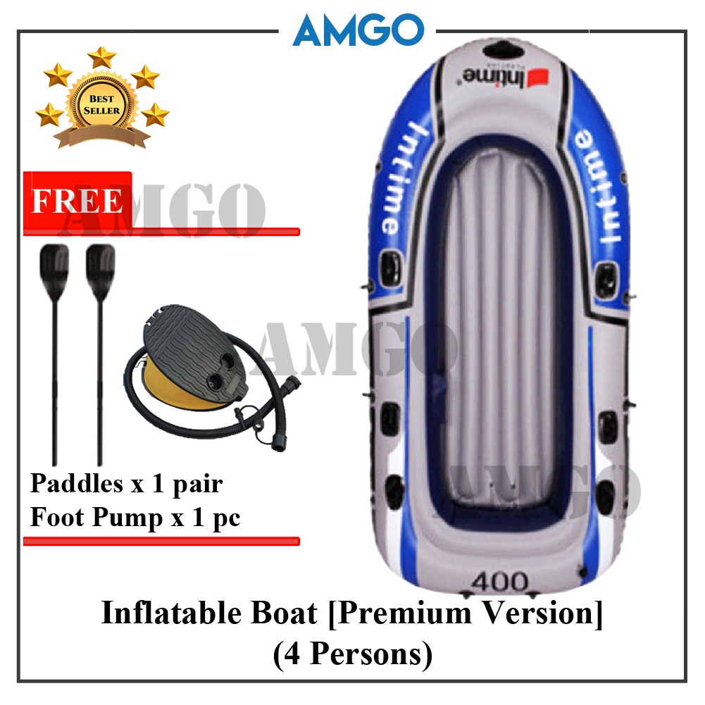 AMGO High Strength Inflatable Boat PVC Rubber Fishing Boat with Paddles ...