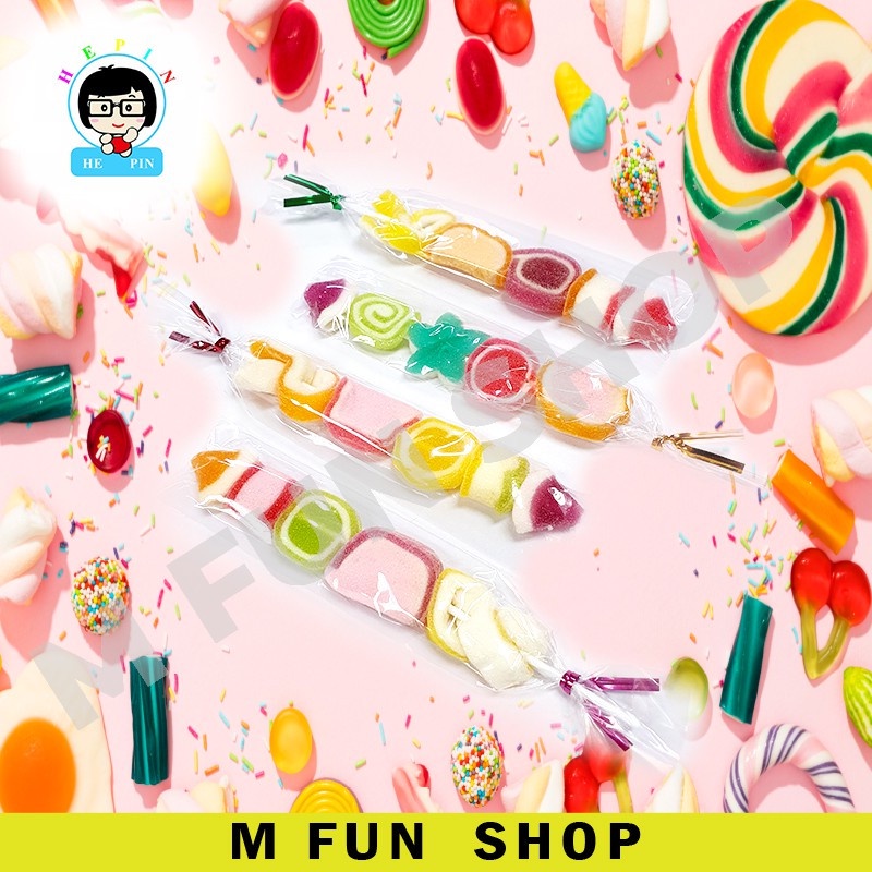 Halal Thailand Snack Queen Jenama Sweet Soft Rainbow Jelly dalam BBQ Stick