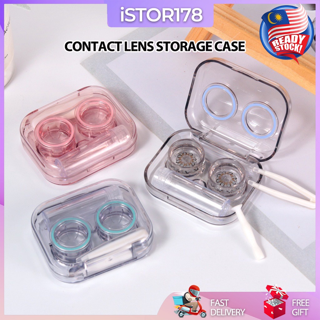 ISTOR TRAVEL CONTACT LENS CASE/ TRANSPARENT PORTABLE KIT EYE CARE/ BEKAS KANTA SENTUH MUDAH BAWA 隐形眼镜盒 READY STOCK
