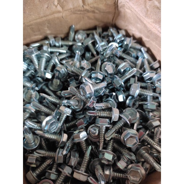 zinc plated hexagon head self drilling screw skru bumbung atap Shopee