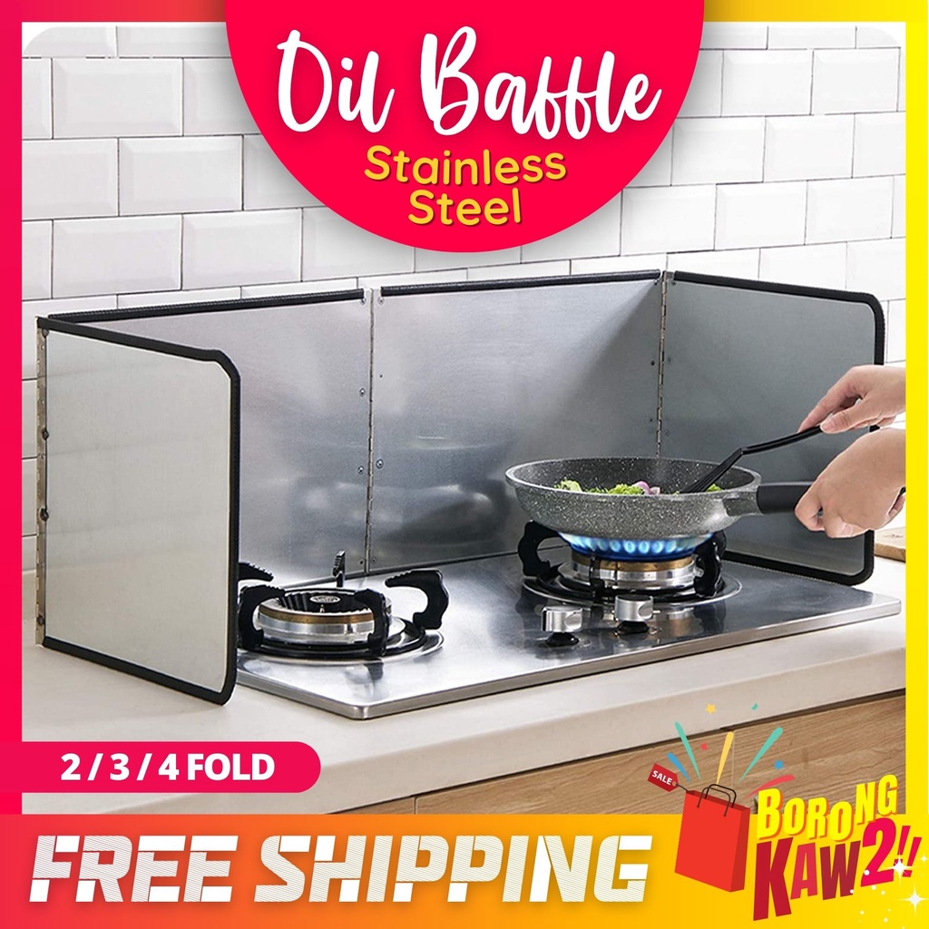 BKK Removable Kitchen Stainless Steel Oil Baffle Foldable Kitchen Oil
