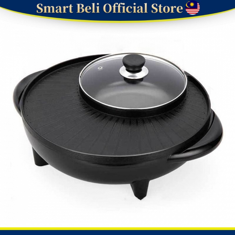 [Local Seller] EXTRA GIFT  BBQ Grill Electric BBQ Steamboat And Grill Steamboat Pot Electric Steamboat Gril