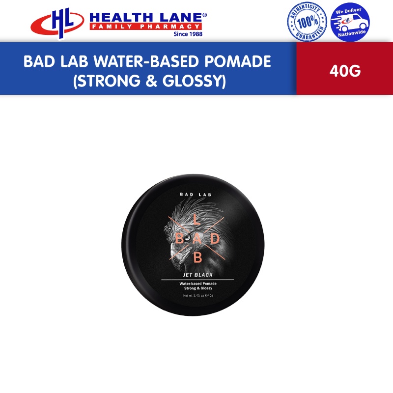 Bad Lab Water Based Pomade Jet Black Strong & Glossy (40g) Shopee