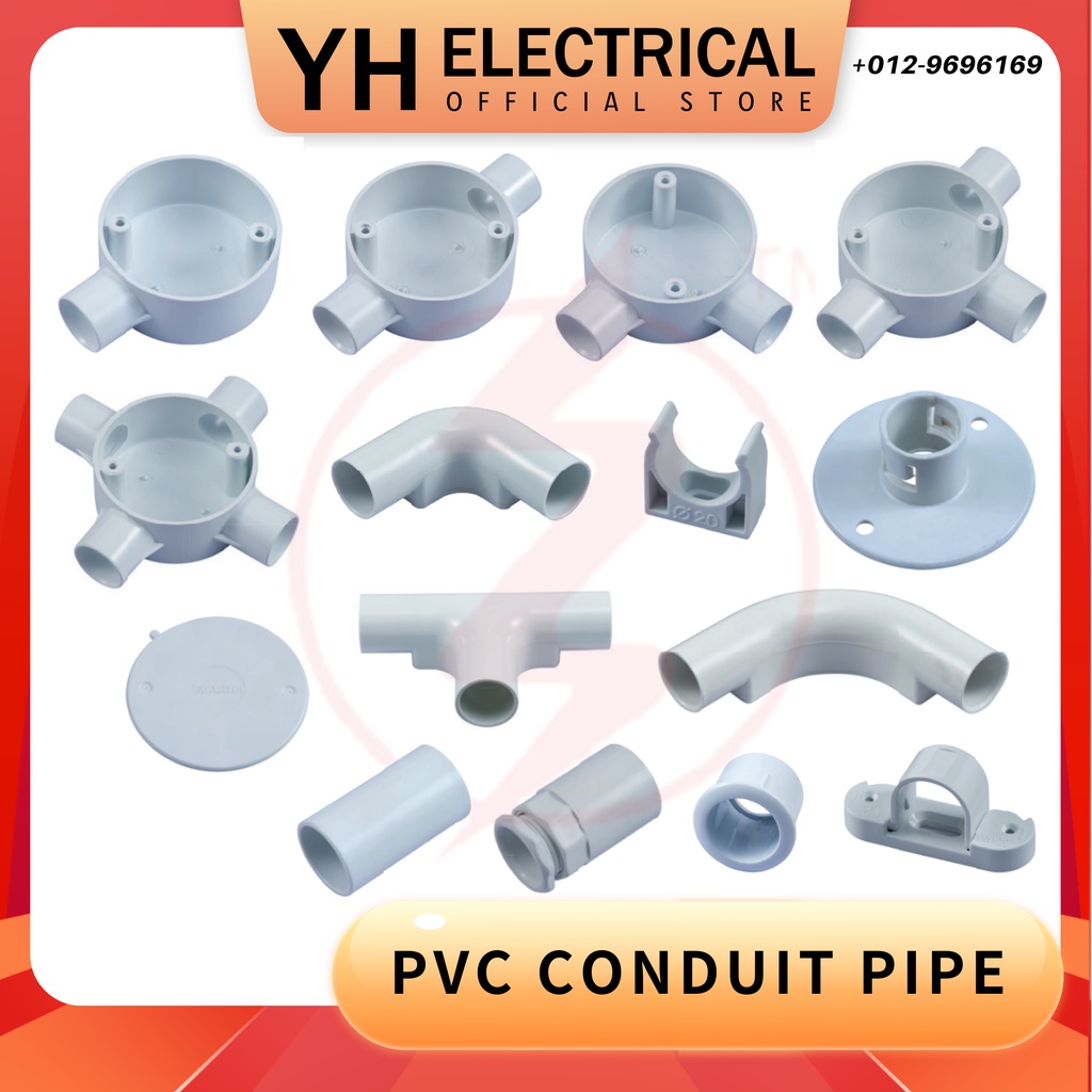 YH Conduit Pipe Fitting Accessory PVC 20mm 25mm 1 2 3 4 Way Tee Elbow