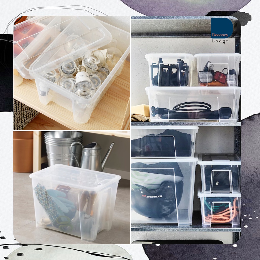 IKEA STORAGE BOX SAMLA BOX WITH LID TRANSPARENT KOTAK BERPENUTUP LUT