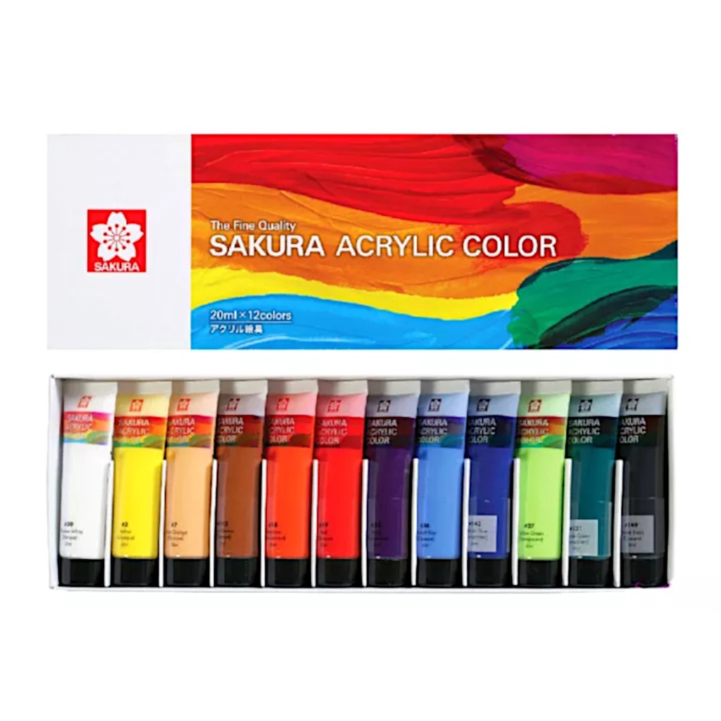 Sakura Acrylic Colour 20ML - 12 Colours | Arts Craft Paint | Shopee ...
