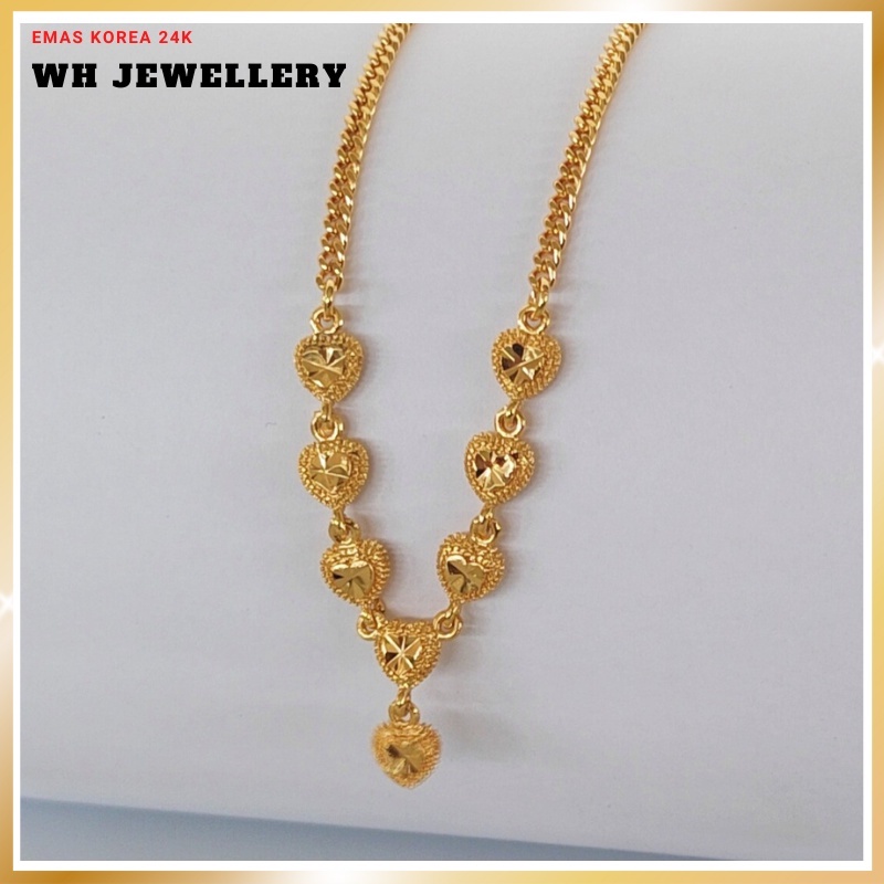 Rantai Leher Perempuan Emas Korea 24K Gold Plated Women Necklace Length 45cm